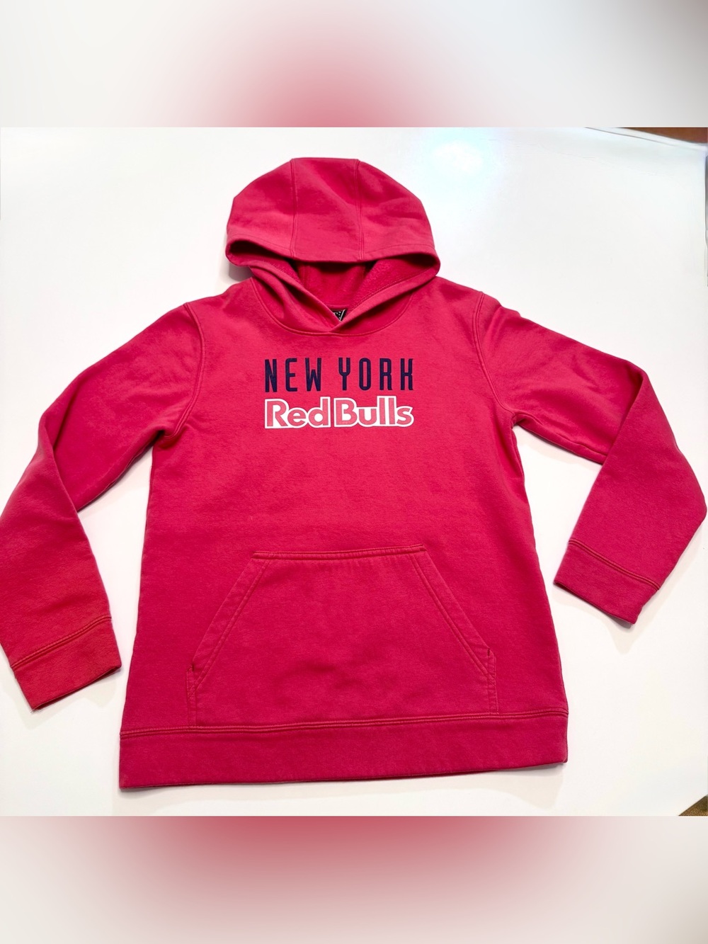 MLS New York Red Bulls Boys’ Hooded Pullover Sweatshirt, size L (14-16)